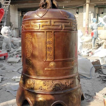 韻特雕塑警鐘長(cháng)鳴雕塑,曲陽(yáng)玻璃鋼仿銅警鐘雕塑定做