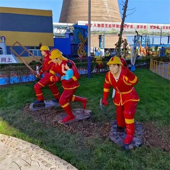 韻特雕塑消防人物雕塑,玻璃鋼消防員雕塑消防主題雕塑