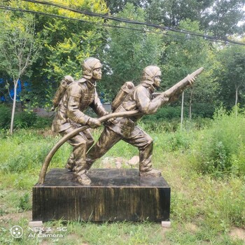 河北鑄銅消防員雕塑消防主題雕塑定制廠家