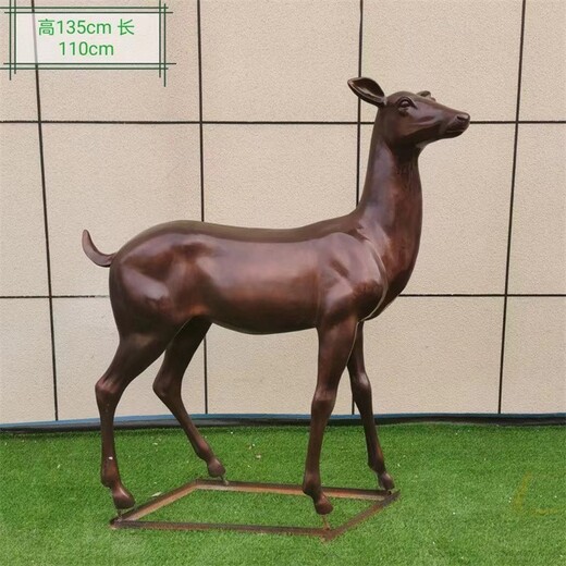 曲阳铸铜鹿雕塑制作,彩绘鹿雕塑