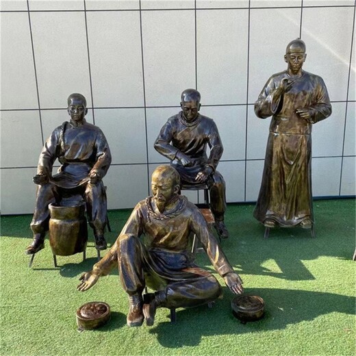 曲陽玻璃鋼制藥人物中醫(yī)文化主題雕塑報(bào)價(jià),制藥流程雕塑