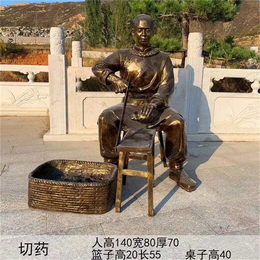 保定玻璃钢中医文化主题雕塑景观小品,制药人物雕塑