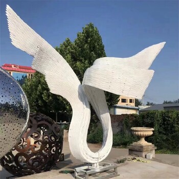 貴州售樓處不銹鋼翅膀雕塑定制,不銹鋼羽翼雕塑