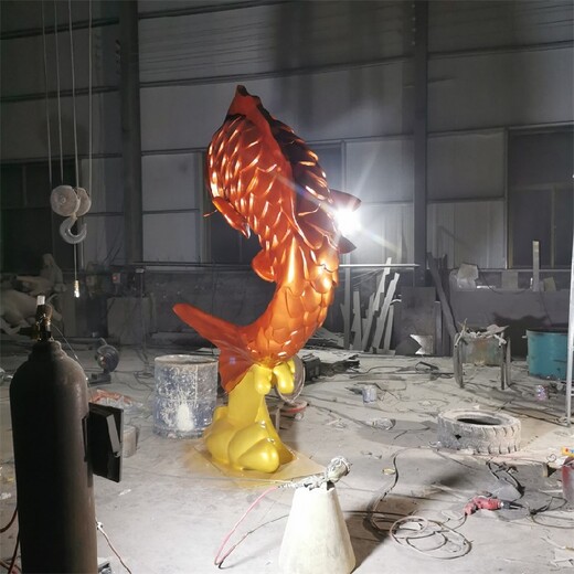 唐韵园林鲤鱼雕塑,不锈钢鲤鱼雕塑加工厂家