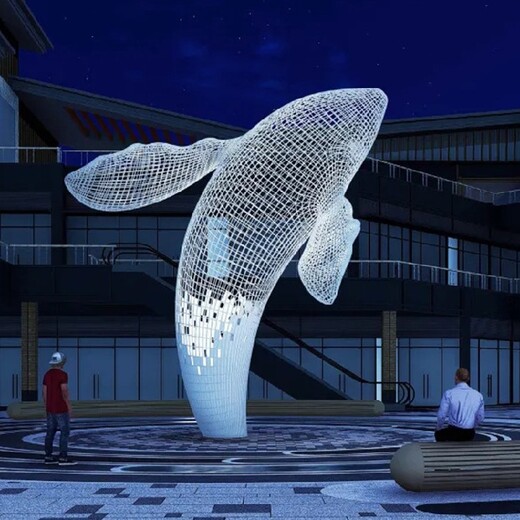 西藏售樓處不銹鋼鏤空鯨魚雕塑制作廠家