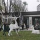 唐韵园林钢丝焊接鹿雕塑,公园不锈钢丝编织镂空鹿雕塑定制产品图