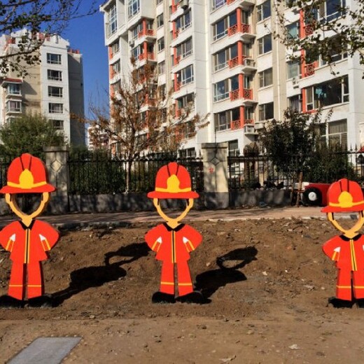 唐韻園林消防戰士雕塑,湖北公園玻璃鋼卡通消防員雕塑廠家