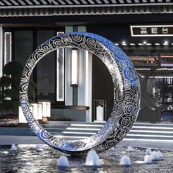 山西不銹鋼月亮雕塑制作,不銹鋼鏤空月亮雕塑