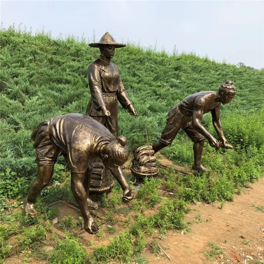 唐韵农耕主题雕塑,四川农业生态园农耕人物雕塑厂家