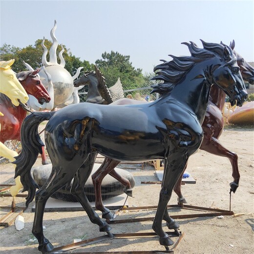 彩绘玻璃钢马雕塑制作加工厂,铜马雕塑