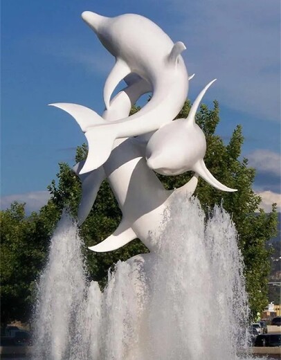 不锈钢海豚雕塑,仿真海豚雕塑,动物海豚雕塑