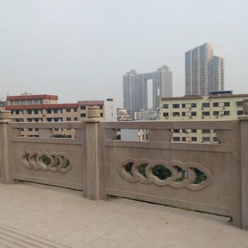 鑄造石欄桿園林古建花崗巖石護(hù)欄石材浮雕欄板