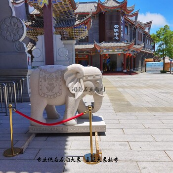 福建石雕廠(chǎng)家1米高銀行門(mén)口白石大象一對石頭大象工藝品