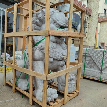 石雕獅子廠家漢白玉石雕石獅子看門護院酒店企業門口成對定做