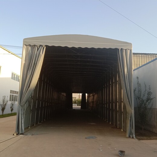 扬州生产户外电动雨篷厂房移动顶棚,空地推拉棚