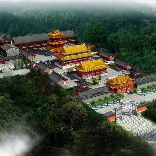 湖北寺院规划设计效果图