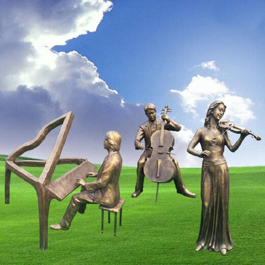 弹钢琴人物雕塑,抽象音乐人物雕塑设计