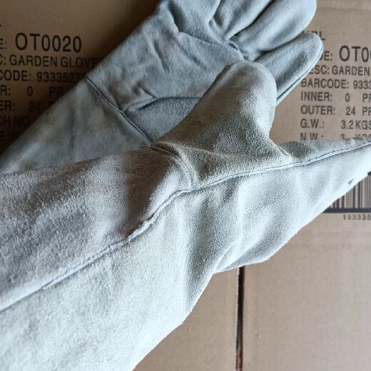 电焊长皮手套,35cm长款双层加厚