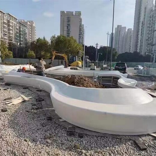 北京崇文一次成型施工标准洗米石坐凳,景观地坪施工