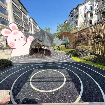 上海静安市政洗米石坐凳,彩色地坪铺装