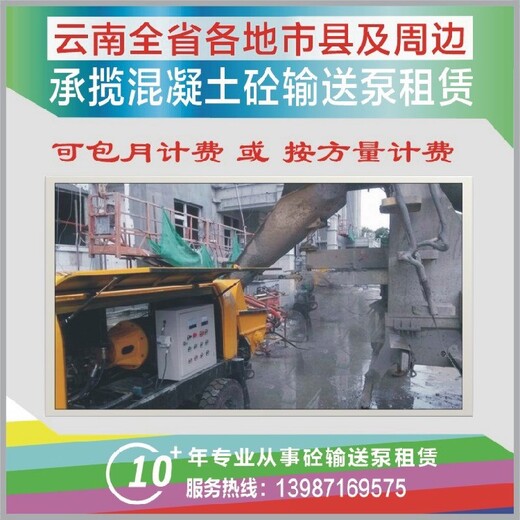 云南麗江玉龍建筑工地橋梁混凝土砼輸送泵電泵包月出租租賃,車載泵