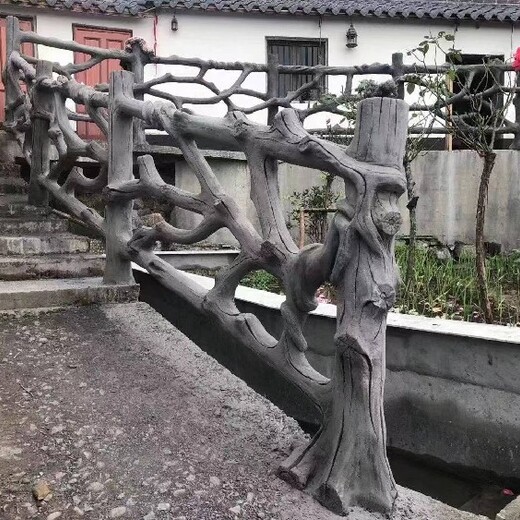 宿迁栏杆水泥仿木防腐木艺术雕塑