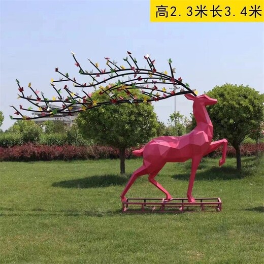 曲陽鋼絲不銹鋼鹿雕塑擺件