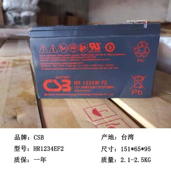 CSB蓄电池HR1234WF2铅酸免维护电梯消防监控UPS主机内置12V蓄电池