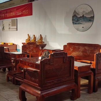 济宁销售缅甸花梨沙发价格实惠雕花沙发