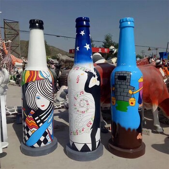 中山玻璃钢酒瓶雕塑现货,饮料公司仿真酒瓶造型