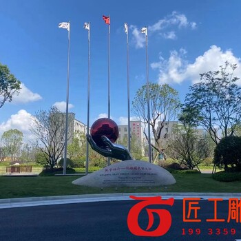不銹鋼手托球雕塑托起明天的太陽雕塑