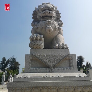 石雕獅子廠家定做廣場建筑裝飾花崗巖石雕動物庭院門前石獅子