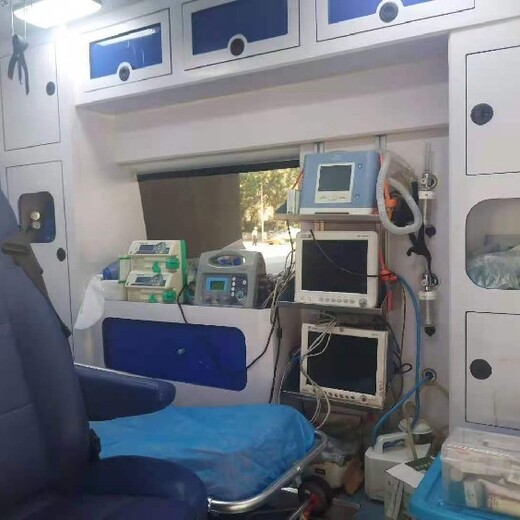 青岛救护车,正规ICU急救车出租电话,配备担架床
