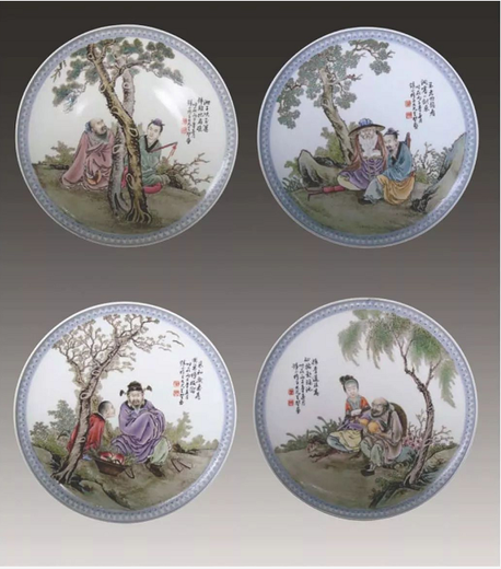 澎湖县王琦瓷板画款识真品图片