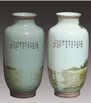 王大凡仿品瓷板画,真品有什么特点