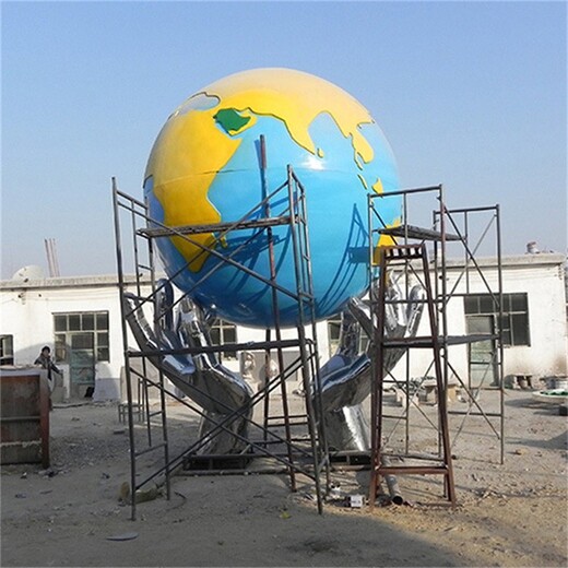 韵特雕塑广场校园雕塑,北京不锈钢镜面地球仪雕塑加工定制