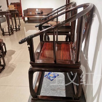 济宁王义红木缅甸花梨皇宫椅材质硬重，大果紫檀家具