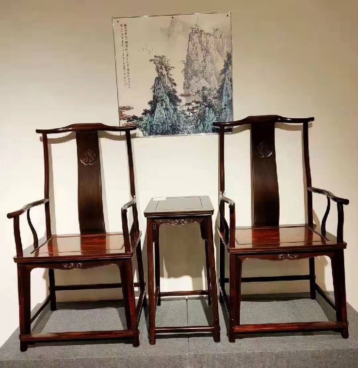 王義紅木緬甸花梨皇宮椅世代相傳，大紅酸枝圈椅