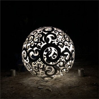 發(fā)光鏤空球雕塑,不銹鋼鏤空球形雕塑