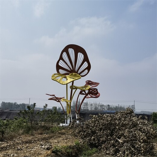 不銹鋼樹葉廊架雕塑加工定制,園林景觀雕塑