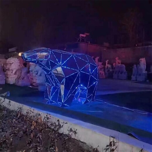 不銹鋼熊雕塑小品,不銹鋼動物雕塑