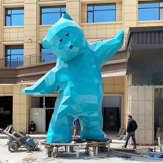 不銹鋼抽象熊雕塑廠家,不銹鋼動物雕塑