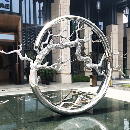 河北抽象不锈钢圆环雕塑制作