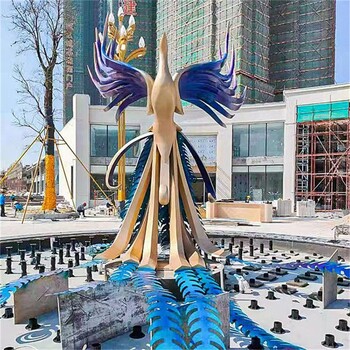 曲陽縣浴火不銹鋼鳳凰雕塑,不銹鋼鳳凰雕塑報價及圖片