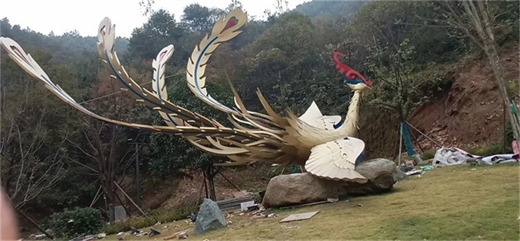 上海彩绘不锈钢凤凰雕塑厂家定制