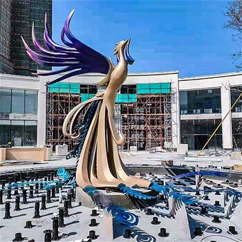 曲陽(yáng)縣廣場(chǎng)不銹鋼鳳凰雕塑,金鳳凰雕塑加工定制