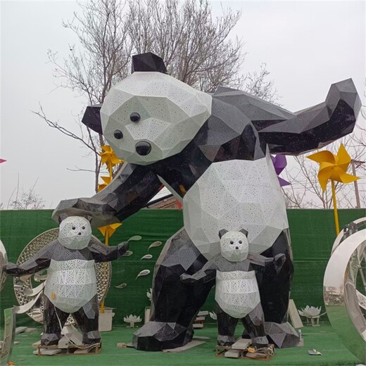 不銹鋼網(wǎng)紅熊雕塑小品