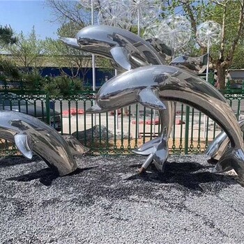 304不锈钢海豚雕塑景观小品