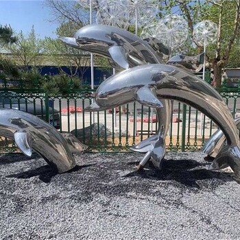 304不銹鋼海豚雕塑景觀小品