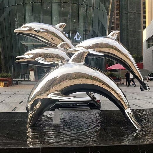 河南定制不锈钢海豚雕塑景观小品